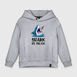 Толстовка оверсайз детская Shark ice cream - ai art, цвет: меланж