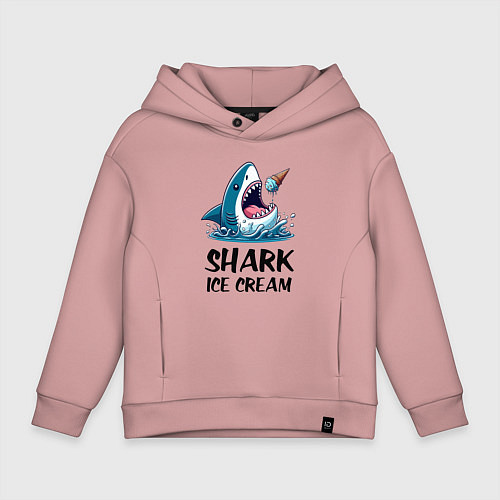 Детское худи оверсайз Shark ice cream - ai art / Пыльно-розовый – фото 1