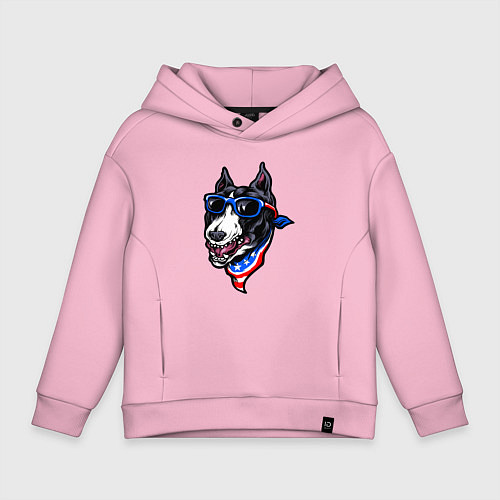 Детское худи оверсайз Американский пёсик / Светло-розовый – фото 1