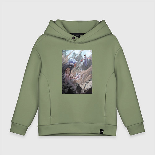 Детское худи оверсайз Магическая битва Сатору Годзё Сукуна Рёмэн / Авокадо – фото 1