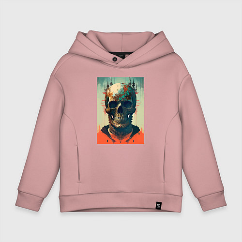 Детское худи оверсайз Ai art skull - fantasy / Пыльно-розовый – фото 1