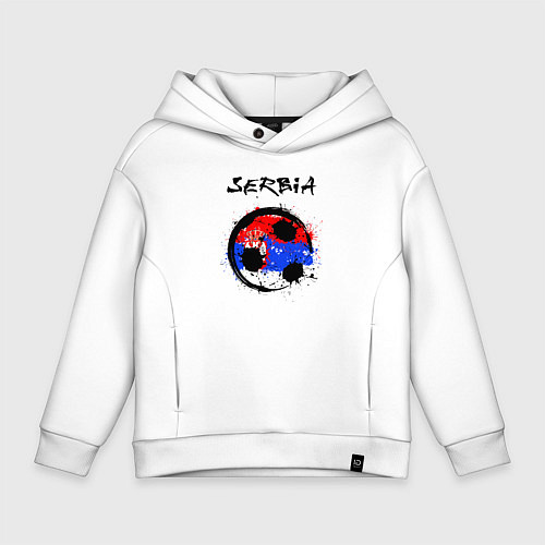 Детское худи оверсайз Сборная - Сербия / Белый – фото 1