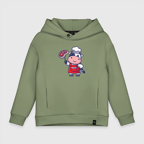 Детское худи оверсайз Коровка повар / Авокадо – фото 1