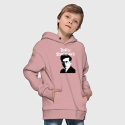 Толстовка оверсайз детская Дмитрий Шостакович с портретом, цвет: пыльно-розовый — фото 2