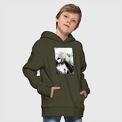 Толстовка оверсайз детская Реинкарнация безработного Сильфиетта арт, цвет: хаки — фото 2