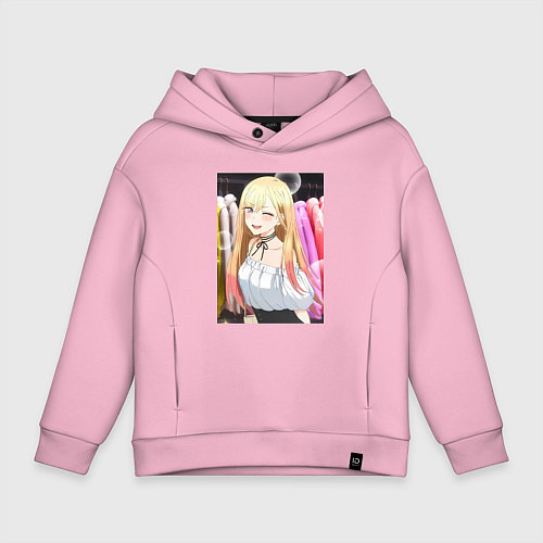 Детское худи оверсайз Эта фарфоровая кукла влюбилась / Светло-розовый – фото 1