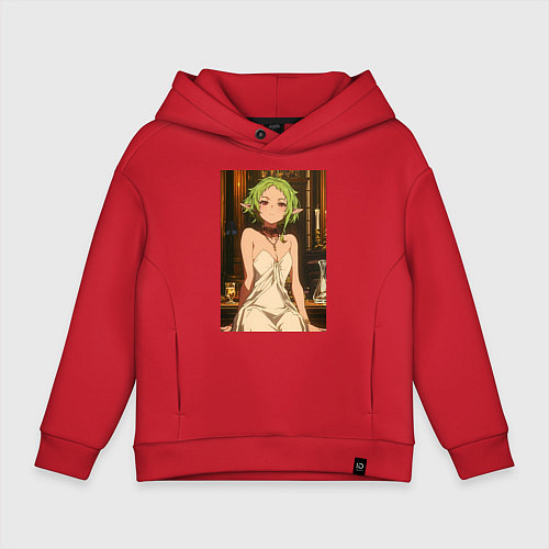 Детское худи оверсайз Реинкарнация безработного Сильфиетта вечернее плат / Красный – фото 1