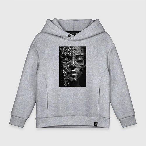 Детское худи оверсайз Нейросети-абстрактное лицо девушки / Меланж – фото 1