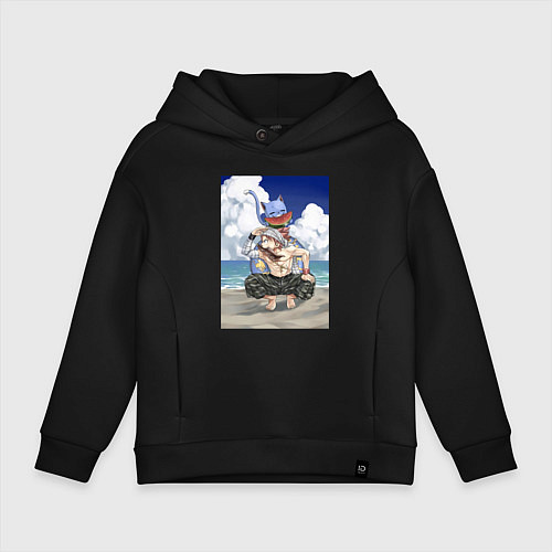 Детское худи оверсайз Хвост Феи Хэппи Нацу Драгнил / Черный – фото 1