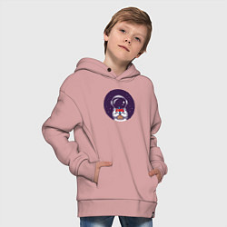 Толстовка оверсайз детская Космонавт пьет бабл-чай, цвет: пыльно-розовый — фото 2