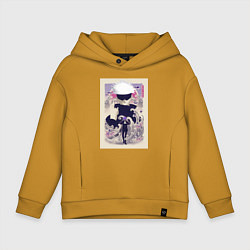 Толстовка оверсайз детская Магическая битва Сатору Годзё арт повязка, цвет: горчичный