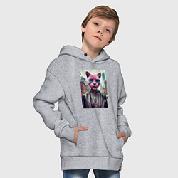 Толстовка оверсайз детская Модная кошечка из Нью-Йорка, цвет: меланж — фото 2