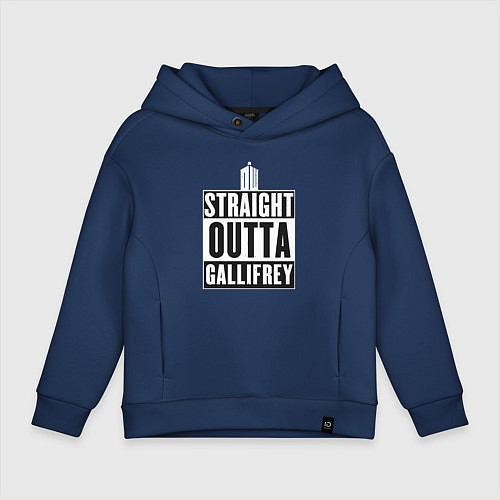 Детское худи оверсайз Straight outta gallifrey / Тёмно-синий – фото 1