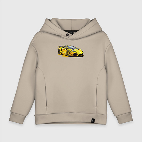 Детское худи оверсайз Желтый суперкар / Миндальный – фото 1