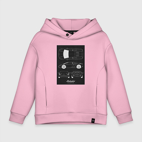 Детское худи оверсайз Lamborghini гоночный / Светло-розовый – фото 1