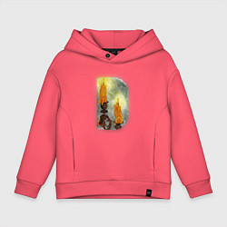 Толстовка оверсайз детская Две свечи на подсвечнике, цвет: коралловый