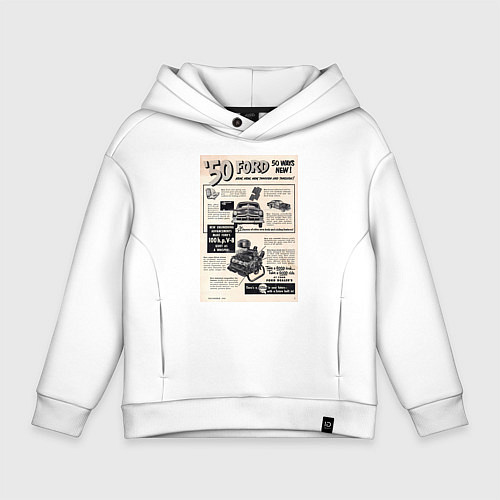 Детское худи оверсайз Ford ретро / Белый – фото 1
