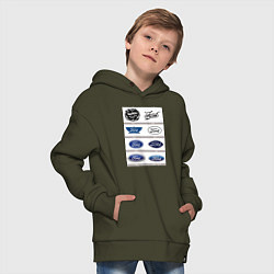 Толстовка оверсайз детская Ford логотип, цвет: хаки — фото 2