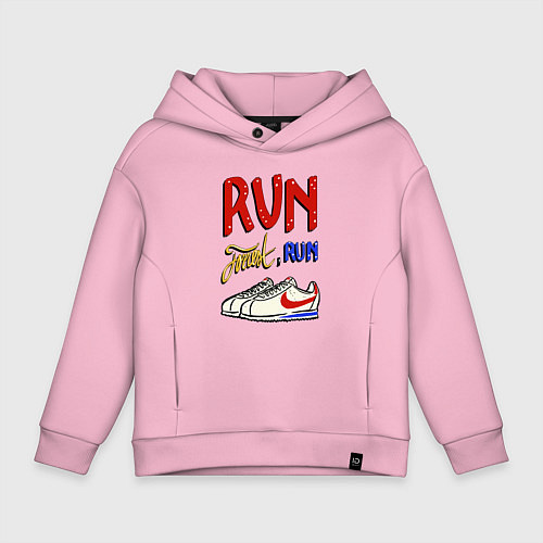 Детское худи оверсайз Форест Гамп - беги Форрест беги / Светло-розовый – фото 1