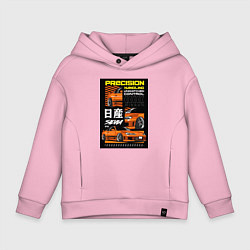 Толстовка оверсайз детская Nissan Silvia авто, цвет: светло-розовый