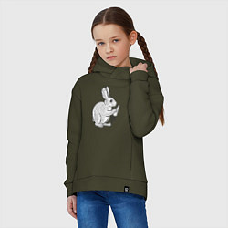 Толстовка оверсайз детская Зайчик и морковка, цвет: хаки — фото 2