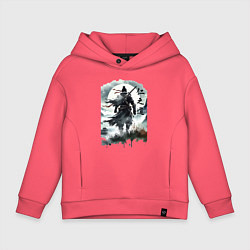 Толстовка оверсайз детская Призрак Цусимы - Японский самурай, цвет: коралловый
