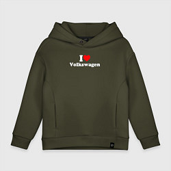 Толстовка оверсайз детская I love Volkswagen, цвет: хаки