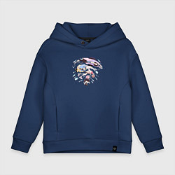 Толстовка оверсайз детская Медуза не умеет плавать в ночи, цвет: тёмно-синий