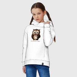 Толстовка оверсайз детская Сова всю ночь на кофеине, цвет: белый — фото 2