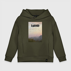 Толстовка оверсайз детская Denis птицы в небе, цвет: хаки