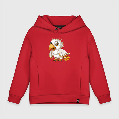 Детское худи оверсайз Белый попугай / Красный – фото 1