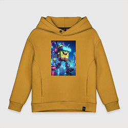 Толстовка оверсайз детская Cyber Sponge Bob - neon glow fantasy, цвет: горчичный