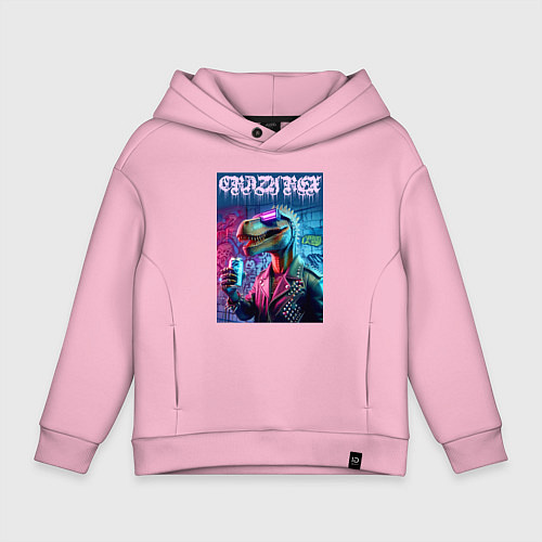 Детское худи оверсайз Crazy rex - ai art fantasy / Светло-розовый – фото 1