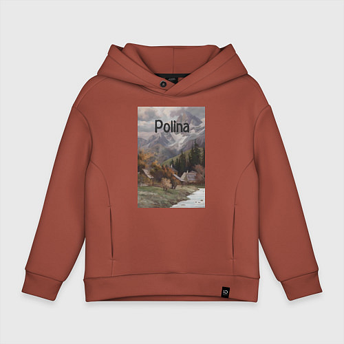 Детское худи оверсайз Polina деревушка / Кирпичный – фото 1