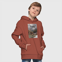 Толстовка оверсайз детская Polina деревушка, цвет: кирпичный — фото 2