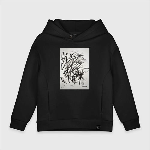 Детское худи оверсайз Abstract flow / Черный – фото 1