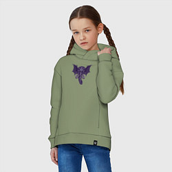 Толстовка оверсайз детская Слон ктулху, цвет: авокадо — фото 2