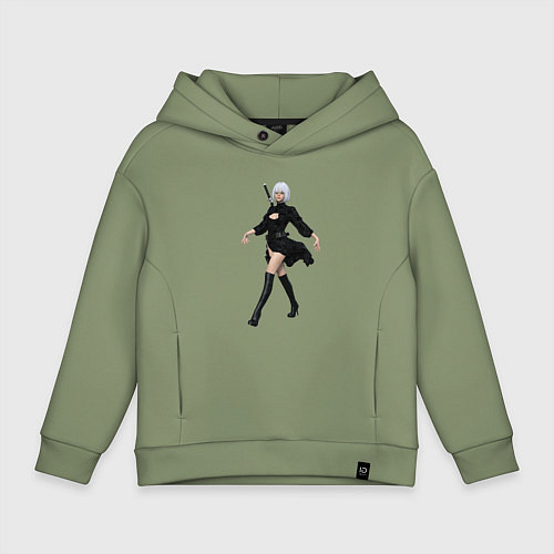 Детское худи оверсайз Yorha 2b / Авокадо – фото 1