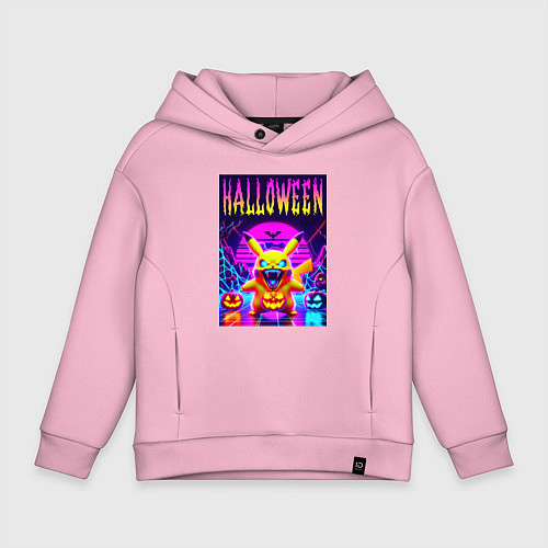 Детское худи оверсайз Pikachu - halloween vaporwave / Светло-розовый – фото 1