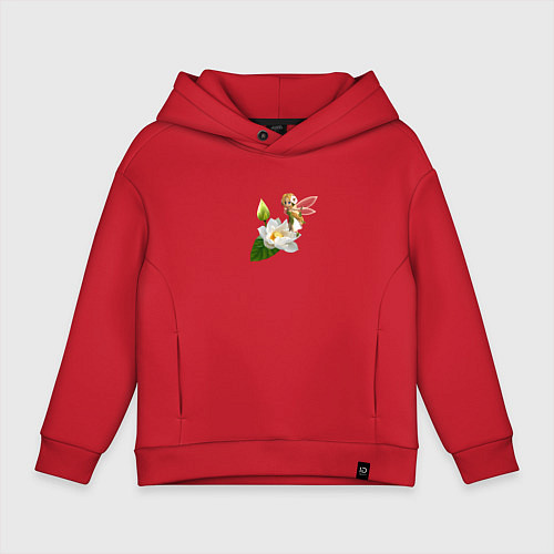Детское худи оверсайз Маленькая фея на кувшинке / Красный – фото 1
