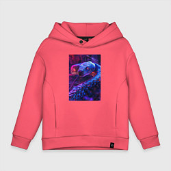 Толстовка оверсайз детская Неоновая змея, цвет: коралловый
