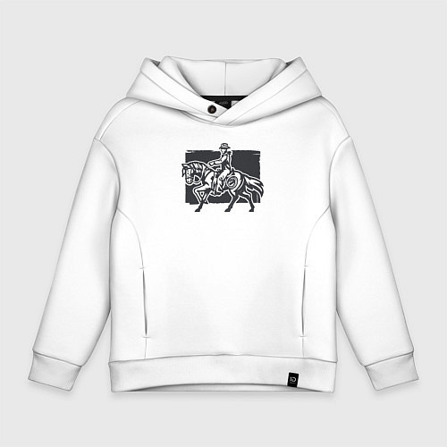 Детское худи оверсайз Ковбой на коне / Белый – фото 1