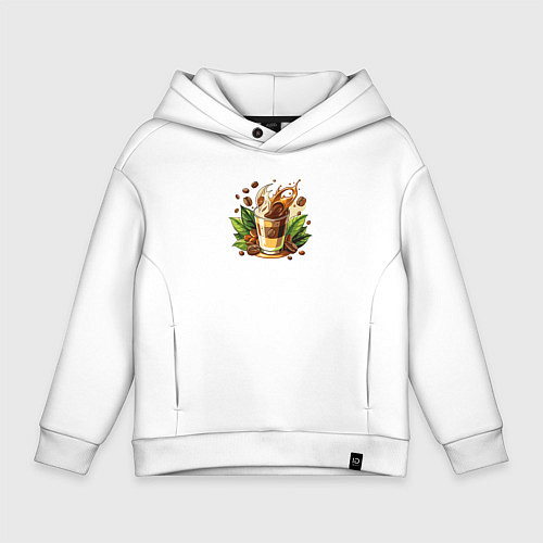 Детское худи оверсайз Стакан кофе с молоком / Белый – фото 1