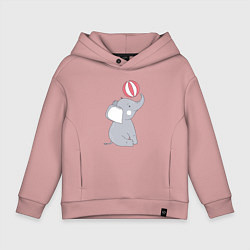 Толстовка оверсайз детская Слонёнок с мячиком, цвет: пыльно-розовый