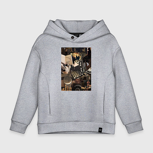 Детское худи оверсайз Шахматы коллаж / Меланж – фото 1