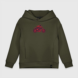 Толстовка оверсайз детская Speedy biker, цвет: хаки