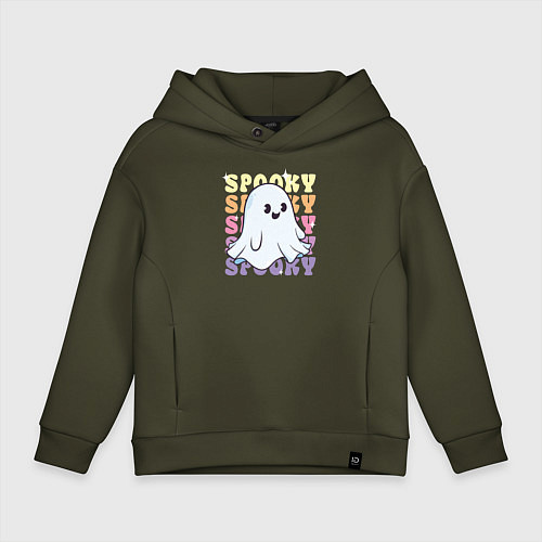 Детское худи оверсайз Cute little spooky ghost / Хаки – фото 1