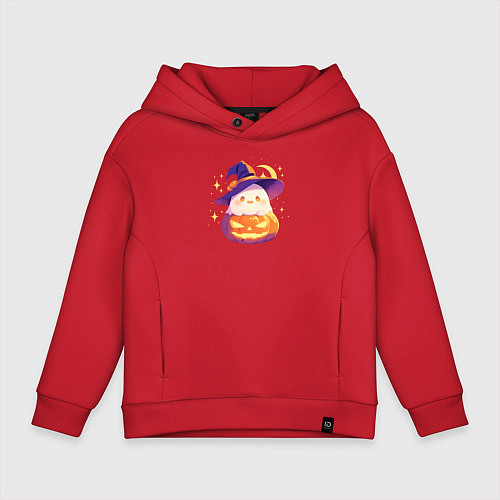 Детское худи оверсайз Приведение на тыкве / Красный – фото 1