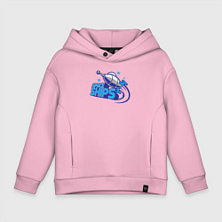 Толстовка оверсайз детская Космические корабли, цвет: светло-розовый