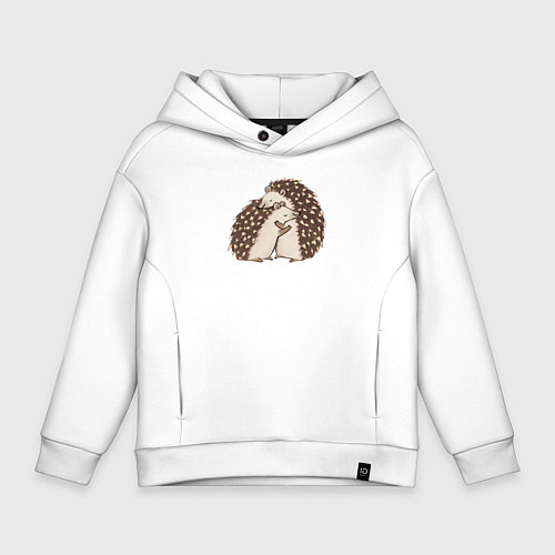Детское худи оверсайз Ёжики обнимаются / Белый – фото 1